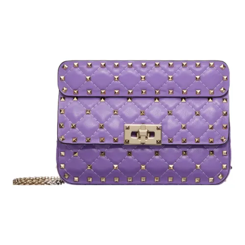 Valentino ROCKSTUD SPIKE Мягкая кожа из овцы сумка через плечо маленькая женская фиолетовая