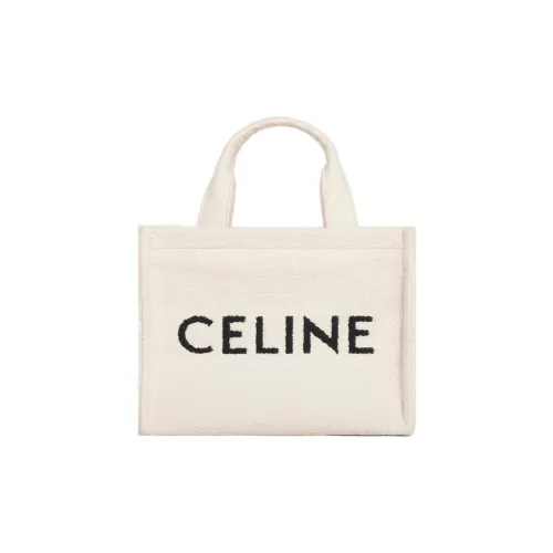 CELINE Cabas Thais Жаккардовая ткань с панелью из коровьей кожи маленькая сумка женский натуральный коричневый