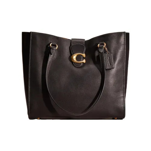 COACH Theo Tote Кожа Тоут Сумка Сумка для покупок Сумка на плечо Сумка Большая Женская Черная