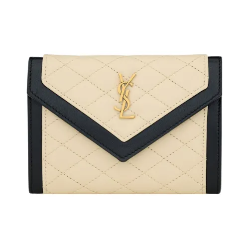 SAINT LAURENT Gaby Lambskin Envelope Wallet Маленький Women's White Black