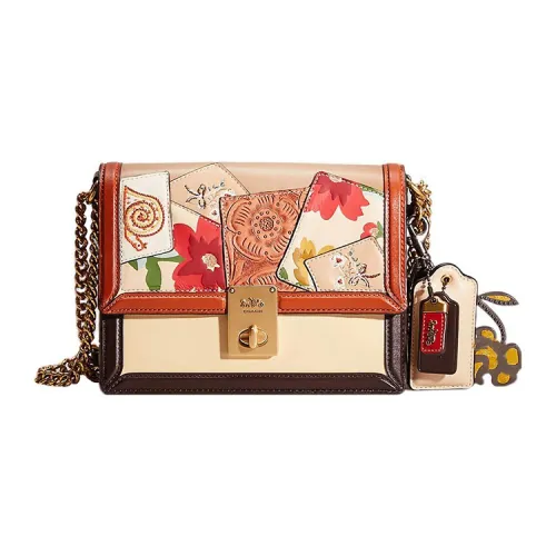 COACH Hutton Телячья кожа Сумка через плечо Сумка на плечо Средняя Женская Коричневая