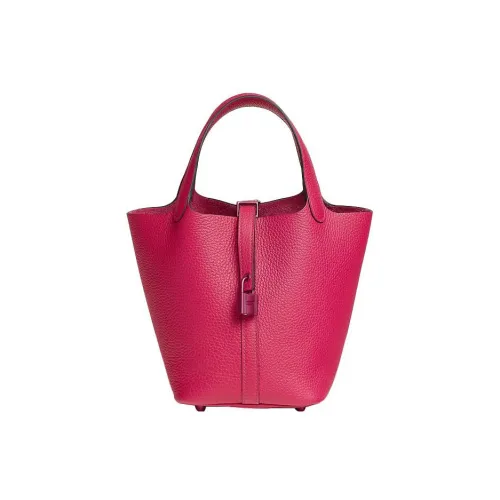 HERMES Picotin Lock Clemence Корова Кожа Корзина Сумка Корзина Сумка 18 Женская 0D Розовый Мексика Розовый