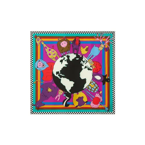 KENZO Шелковые шарфы, фиолетовый, унисекс