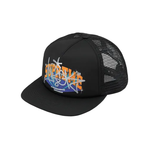 Supreme Полиэстер Кепки Унисекс Черный Белый