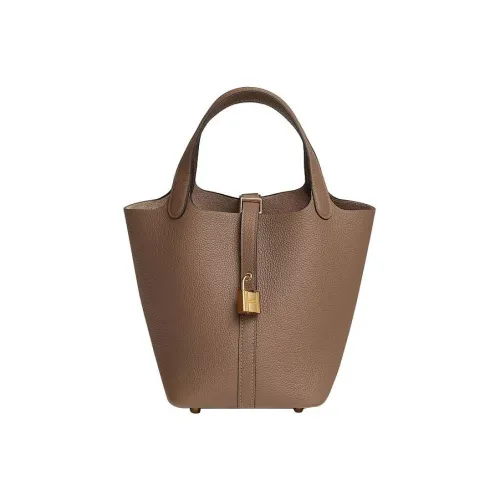 HERMES Picotin Lock Maurice Bullock Кожа Ведрообразная Сумка Женская D0 Бежевый Weimar Pointer Бежевый