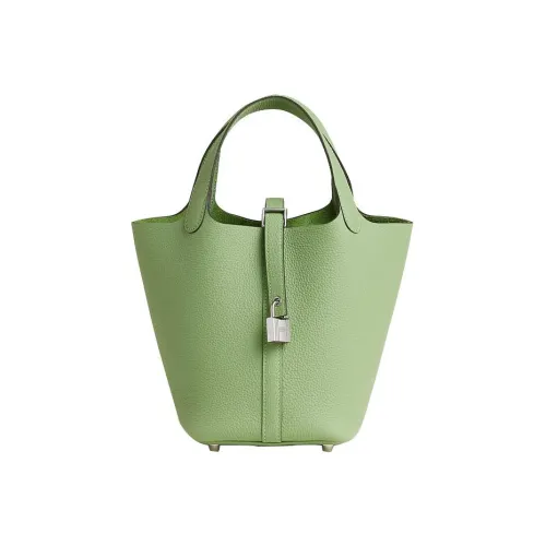 HERMES Picotin Lock Maurice Bullock Кожа Корзинка-сумка Сумка-ведро Сумка 18 Женские 3i Vert Criquet Авокадо-зеленый