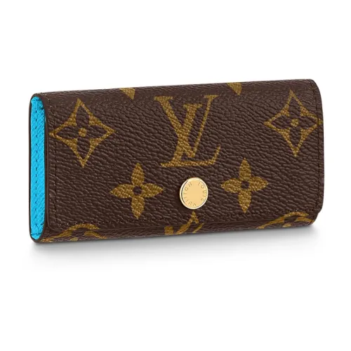 LOUIS VUITTON Монограмма Холст Key Pouch Женские Коричневый Синий