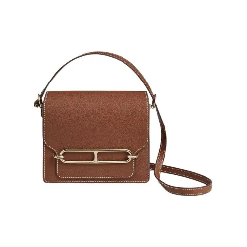 HERMES Roulis Седло Кожа Свиной нос Клатч Сумка через плечо Кошелек Сумка на плечо Мини Женские 34 Fauve Свет Рыжевато-коричневый