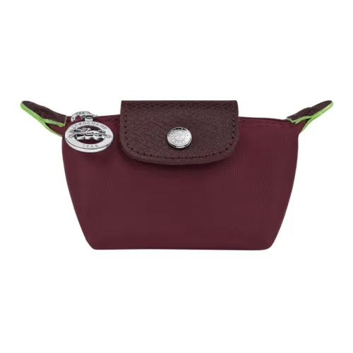 LONGCHAMP Le Pliage Green Кожа Панели Холст Монетница Женская Бургунди