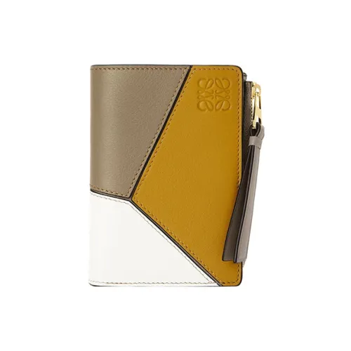 LOEWE Пазл Телячья кожа Кошелек Женские Охра Лавровый зеленый