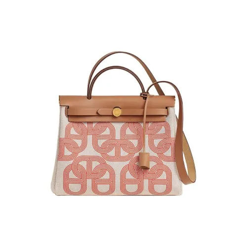 HERMES Herbag Zip H Plume Холст Портативная Холщовая Сумка Сумка через плечо Стандартная Женская