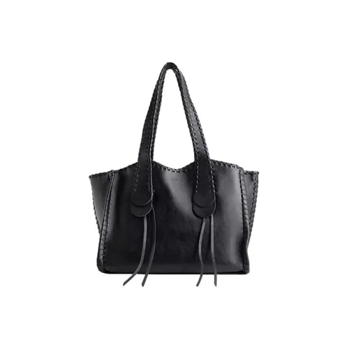 Chloe Mony Телячья кожа Тоут Сумка Сумка для покупок Сумка на плечо Сумка Большая Женская Черная