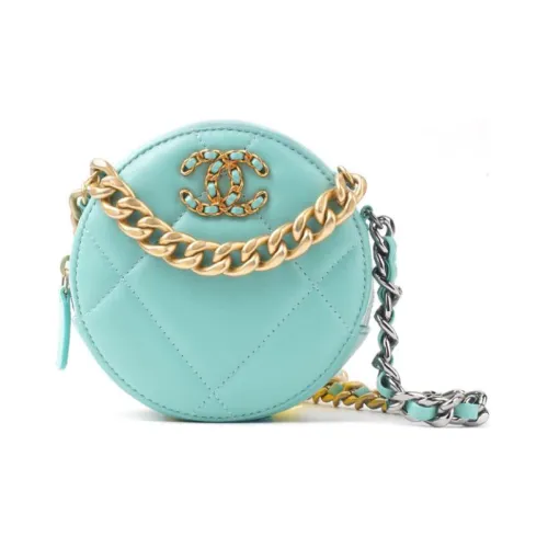 CHANEL 19Bag Lambskin Круглая Сумка Вечерняя Вечеринка Сумка Ручная Сумка через плечо Женская Мятно-зеленая