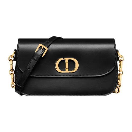 DIOR 30 Montaigne Гладкая коровья кожа Сумка через плечо Женская Черная