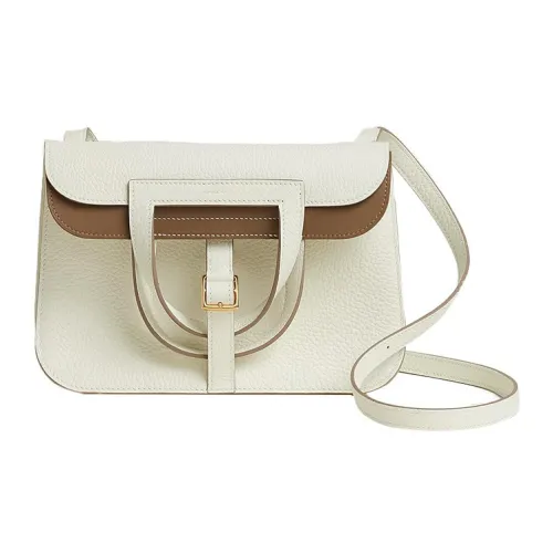 HERMES Halzan Clemence Bullock Кожа Одно плечо Ручная сумка Сумка через плечо Женская Гриб Белый