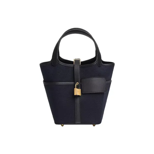 HERMES Picotin Lock Goeland Холст Swift Телячья кожа Сумка Canvas Сумка-ведро Карманная сумка Корзинка Сумка 18