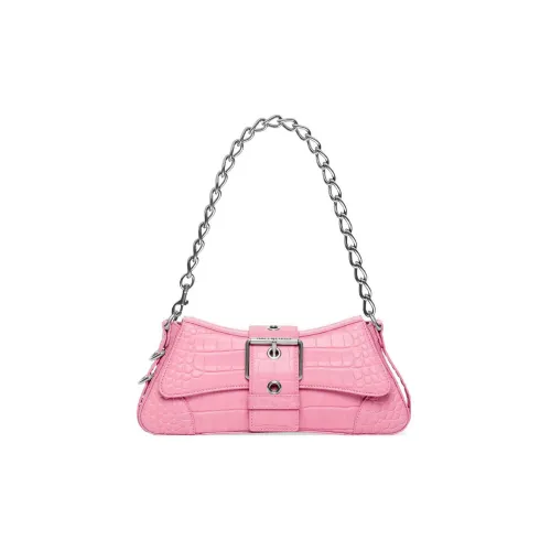 Balenciaga Lindsay Тисненая Коровья Кожа Сумка через плечо Маленькая Женская Светло-Розовая