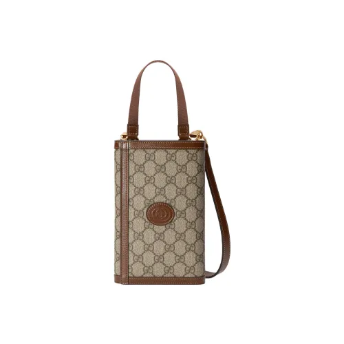 GUCCI Canvas с кожаными вставками Сумка Сумка через плечо Сумка через плечо Кошелек Мужской Коричневый