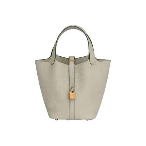 HERMES Picotin Lock Clemence Bullock Кожа Корзина Сумка Ведрообразная Сумка Сумка 18 Женская Q1 Sauge Шалфейно-зеленый