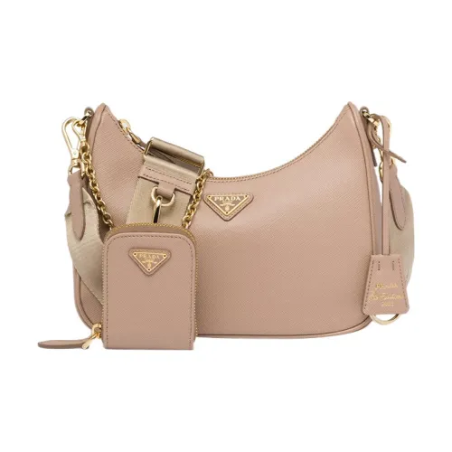 PRADA RE Edition Кожа Портативный Crossbody Сумка Сумка через плечо Женская Камео Коричневая