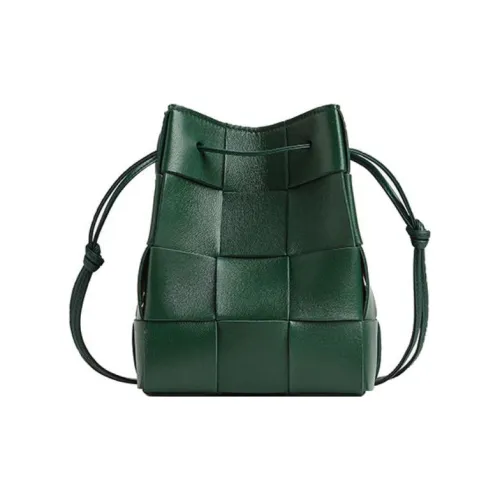 Bottega Veneta Cassette Sheepskin Корова Кожа Ведрообразная Сумка Плечевая Сумка Маленькая Женская Зеленая