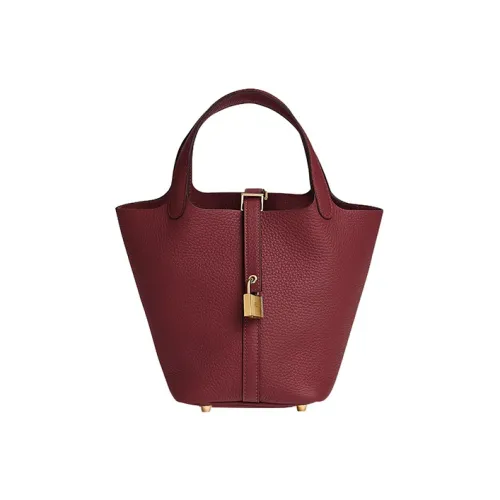 HERMES Picotin Lock Clemence Bullock Кожа Корзина Сумка Сумка Женская 55 RougeH HERMES Красный