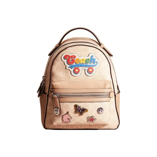 COACH Кампус Покрытый холст с утонченной телячьей кожей средний рюкзак женский цвет тауп