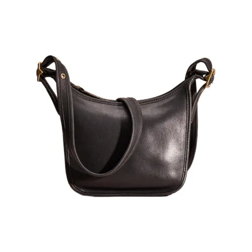 COACH Legacy Перчаточная дубленая кожа Сумка через плечо Сумка среднего размера Женская Черная