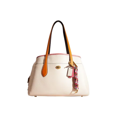 COACH Lora Каменная кожа Одно плечо Сумка Большая Женская Мел Белый