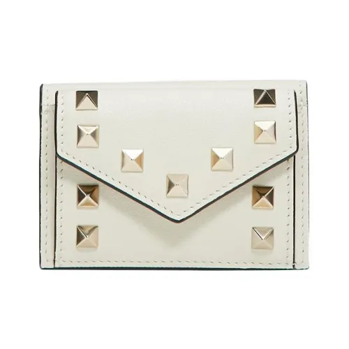 Valentino Rockstud Телячья кожа Кошелек Маленький Женский Светлый Айвори