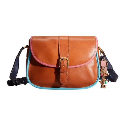 COACH Перчаточная дубленая кожа Сумка через плечо Большая Женская Коричневая