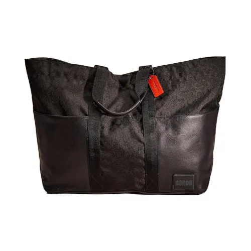 COACH Pacer Нейлон с кожаными вставками Тоут Сумка Сумка для покупок Сумка Большая Женская Черная