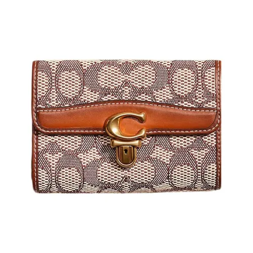 COACH Studio Жаккард с Перчаточная дубленая кожа Кошелек Мини Женские Коричневый