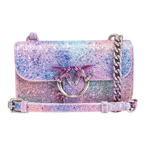 PINKO Блестящая тканевая сумка через плечо мини женская блестящая розовая