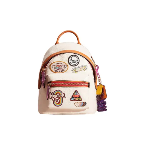 COACH Charter Pebble Кожа Рюкзак Маленький Женский Мел Белый