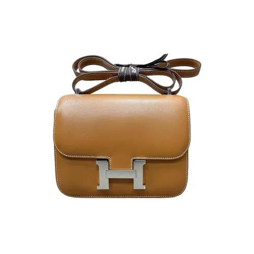 HERMES Constance Butler Телячья кожа Kangkang Плечо Сумка через плечо Мини Женские 21 Naturel SABLE Светло-чайный