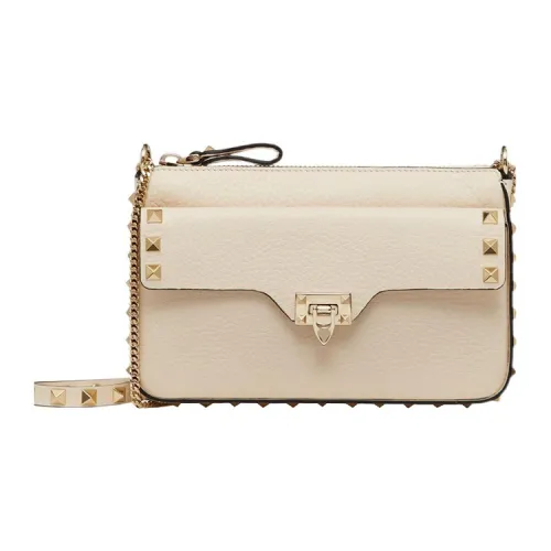 Valentino Rockstud Телячья кожа с текстурой клатч на одно плечо и через плечо женский белый