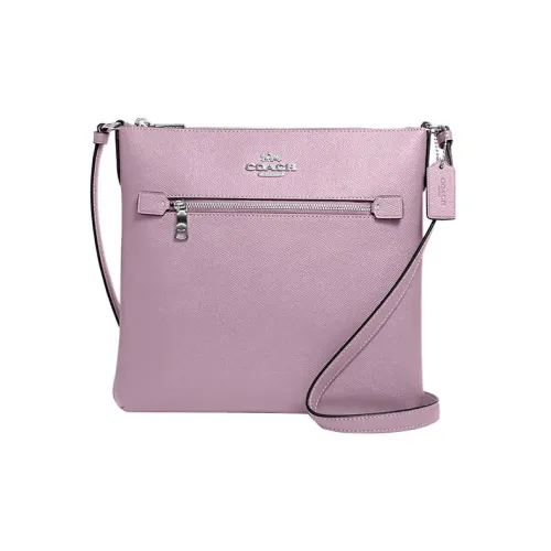COACH File Крестообразная текстура Кожа Сумка для документов Сумка через плечо Средний Женские Фиолетовый