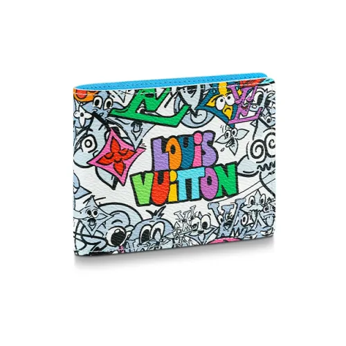 LOUIS VUITTON Покрытый холст с кожаными вставками цветовая гамма кошелек мужской многоцветный