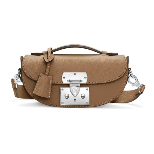 Moynat Carat Телячья кожа Седло Сумка Сумка через плечо Сумка для рук Женская Коричневый