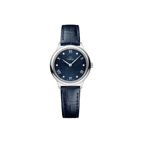 OMEGA Quartz Movement Женские Elegant Saucer Series Часы 27,5 мм Синий