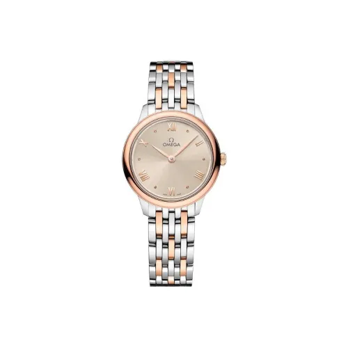 OMEGA Quartz Movement Женские Elegant Saucer Series Часы 27,5 мм Золотой