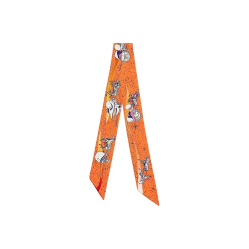 HERMES Шелковый шарф женский оранжевый