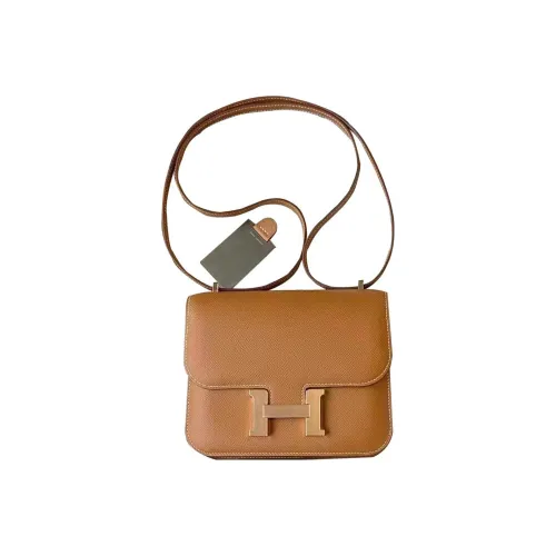 HERMES Constance Эпсом Кожа Сумка через плечо Мини Женский 37 Золотисто-коричневый