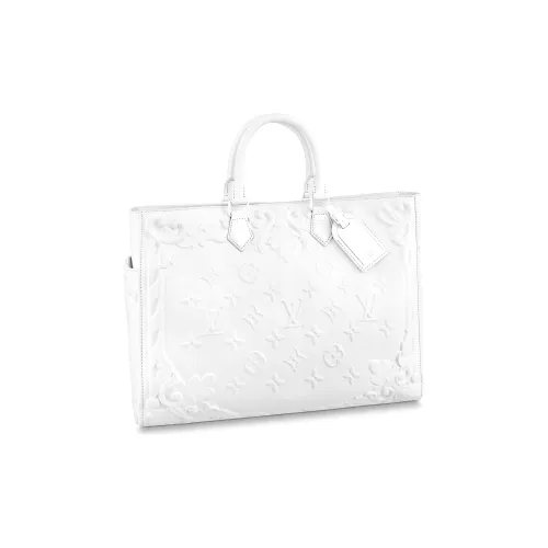 LOUIS VUITTON Sac Plat Корова Кожа Гармошка-Боковая Сумка через плечо Сумка через плечо Сумка Большая Мужская Белая