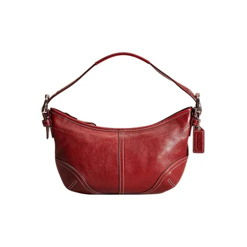 COACH Hobo Кожа Плечевая Сумка Сумка Маленькая Женская Красная
