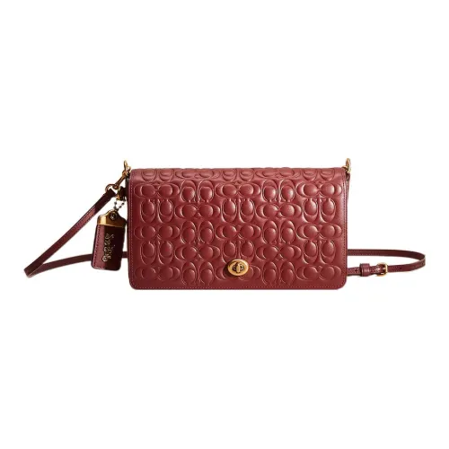 COACH Dinky Перчаточная дубленая кожа Сумка через плечо Средняя Женская Бордовый Красный