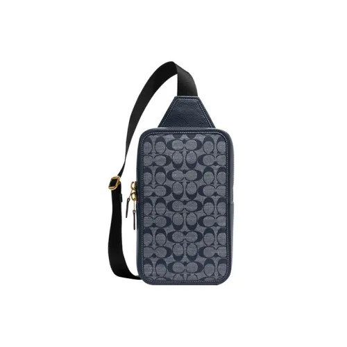 COACH Sullivan Коровья кожа с текстильным покрытием сумка через плечо маленькая мужская джинсовая