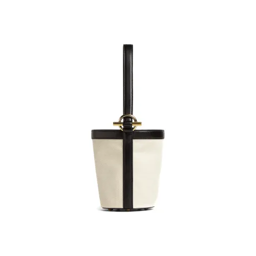 Bottega Veneta Холст и кожа Ведрообразная сумка холщовая сумка маленькая сумка женская бежевая черная