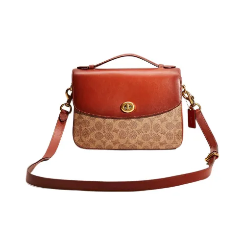 COACH Cassie Покрытый холст с утонченной телячьей кожей одно плечо ручная сумка сумка через плечо средний размер женская коричневый